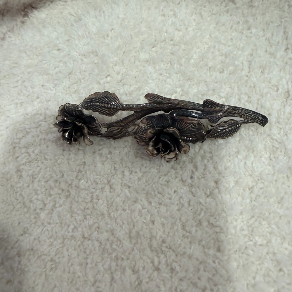 Vintage Sterling Silver Floral Hair Clip Jewelart